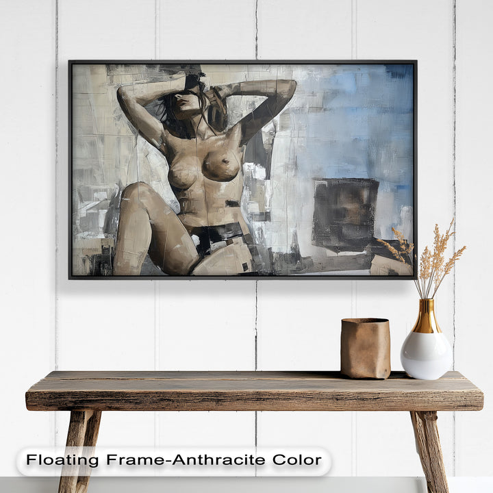 Urban Solitude – Contemporary Nude Oil Painting in Monochrome Hues