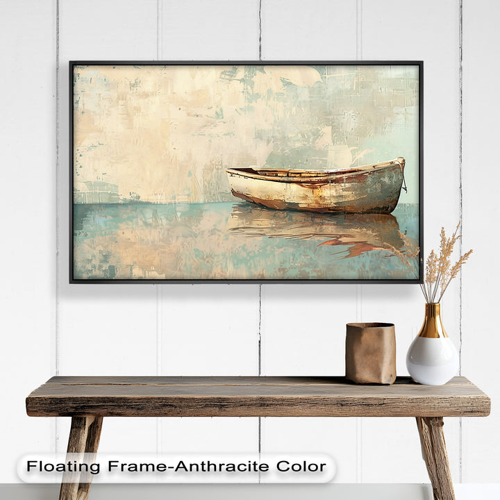 Old Wood Boat – Framed Oil Painting