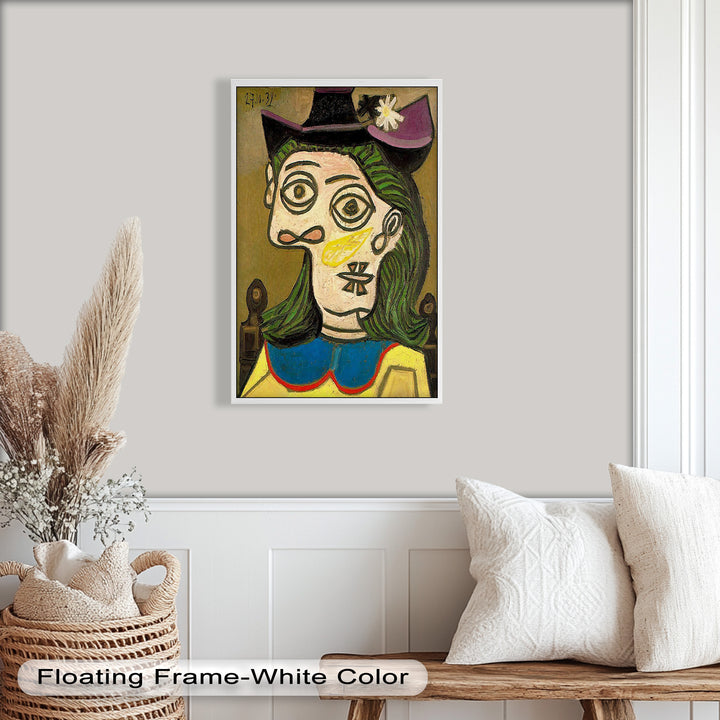 Whimsical Hat – Abstract Female Portrait with Flower Detail Picasso Oil Painting