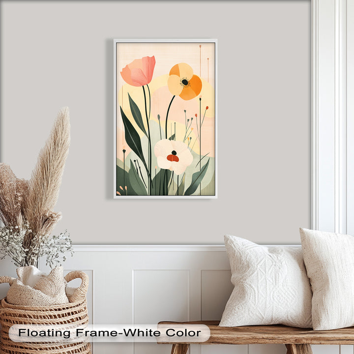 Sonnengeküsstes Trio – Minimalistisches florales Ölgemälde