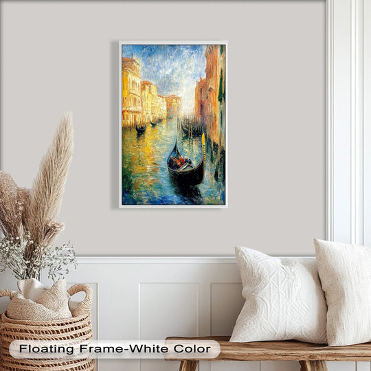 Evoking the vitality of Venice, brushstrokes in this oil painting capture the flowing movement of the gondola on the canals as a piece of modern oil painting art.
