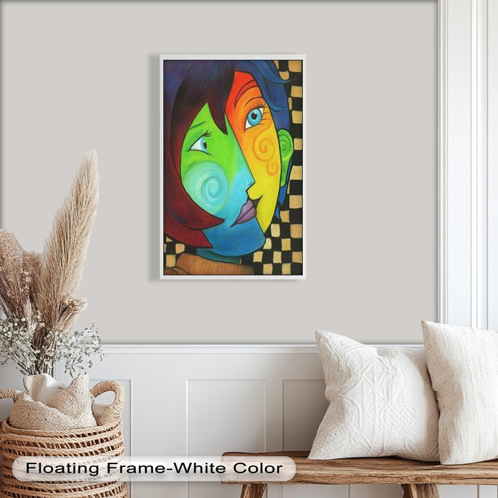 Colorful Duality – Surreal Portrait Fusion in Picasso Oil Painting