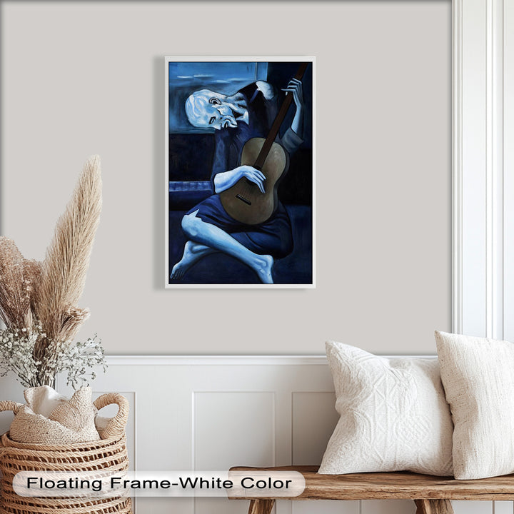 Melancholy Strings – Blue Period-Inspired Guitarist Oil Painting
