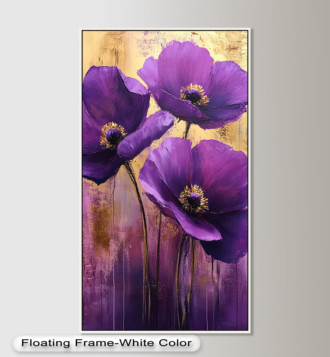 Purple Florals with Gold Accents - Flower Oil Painting