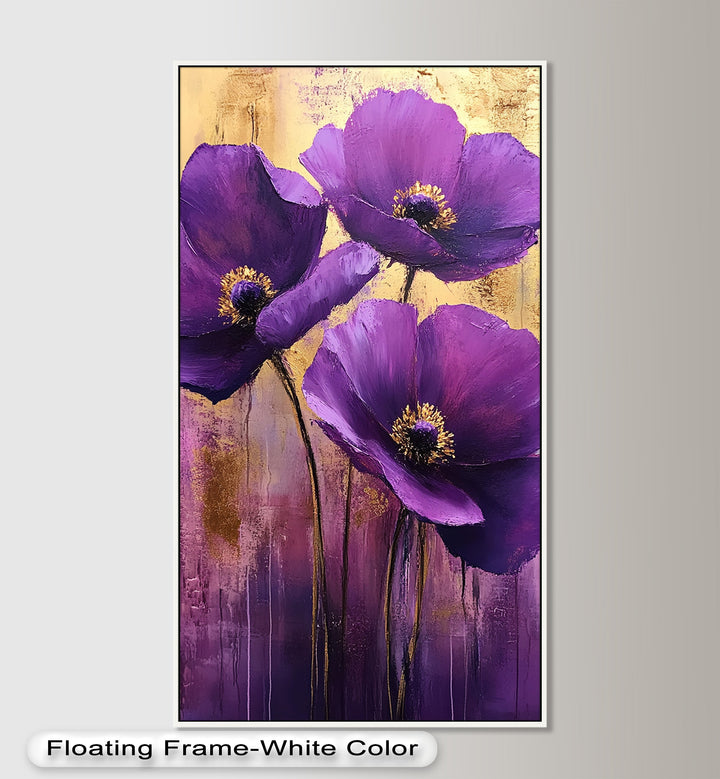 Purple Florals with Gold Accents - Flower Oil Painting