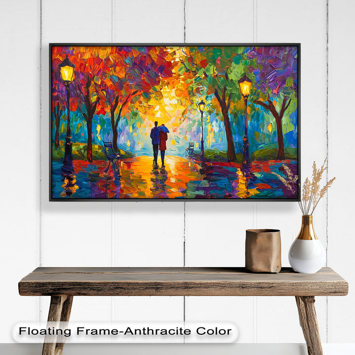 Autumn Radiance – Lovers Under the Colorful Canopy Love Oil Painting