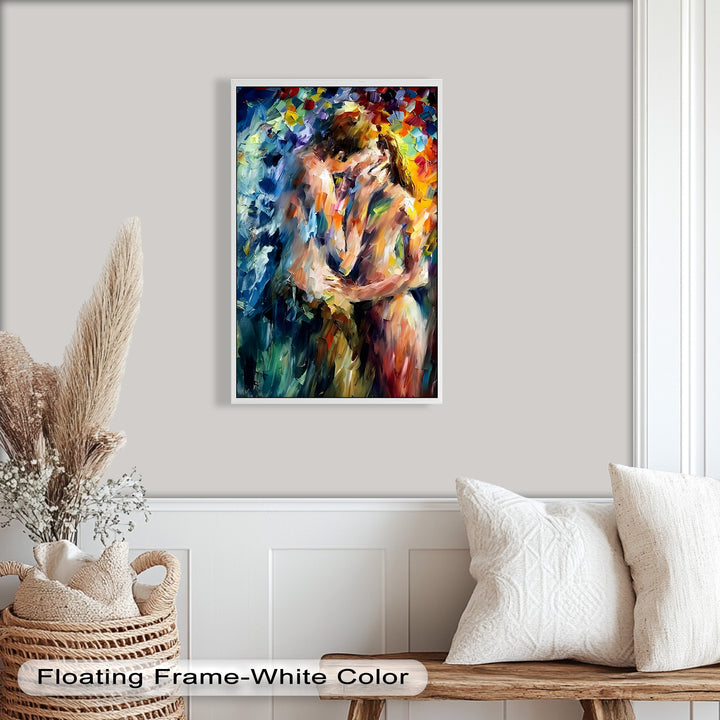 Ethereal Embrace – Abstract Lovers in a Burst of Color Oil Painting