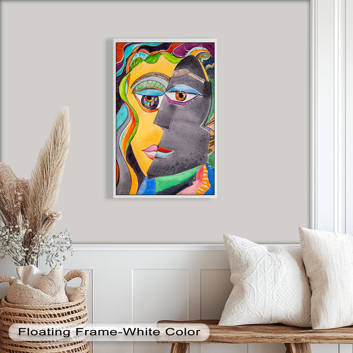 Dual Visions – Vibrant Abstract Faces Picasso Oil Painting