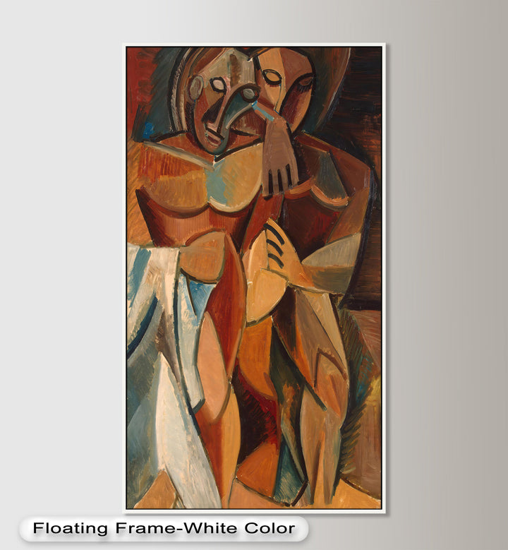 Abstract Embrace in Earth Tones - Picasso Oil Painting