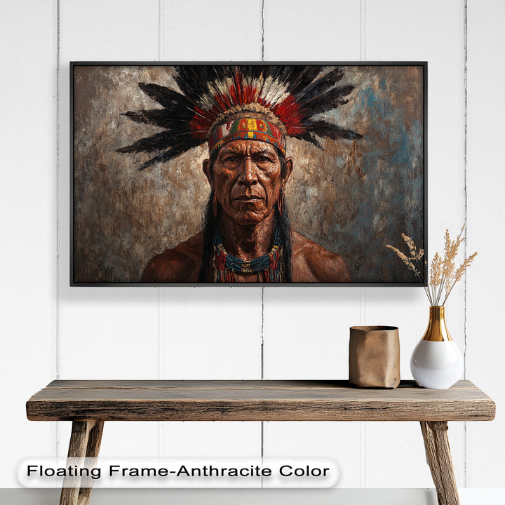Echo of the Ancestors – Native Warrior Portrait Oil Painting