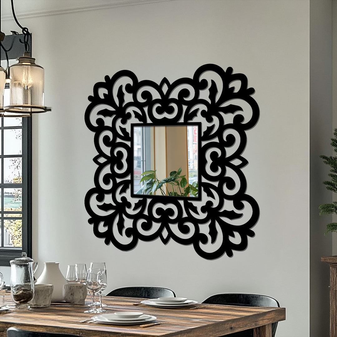 Chiave greca rotonda decorativa Specchio da Parete – Decorazione da parete con specchio classico moderno