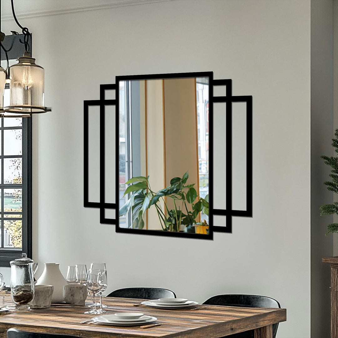 modern black rectangular metal mirror