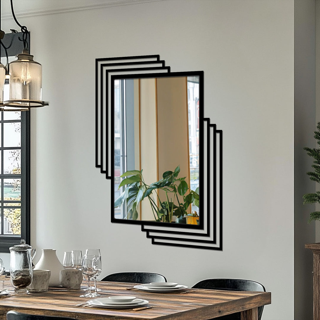 modern black metal floor mirror