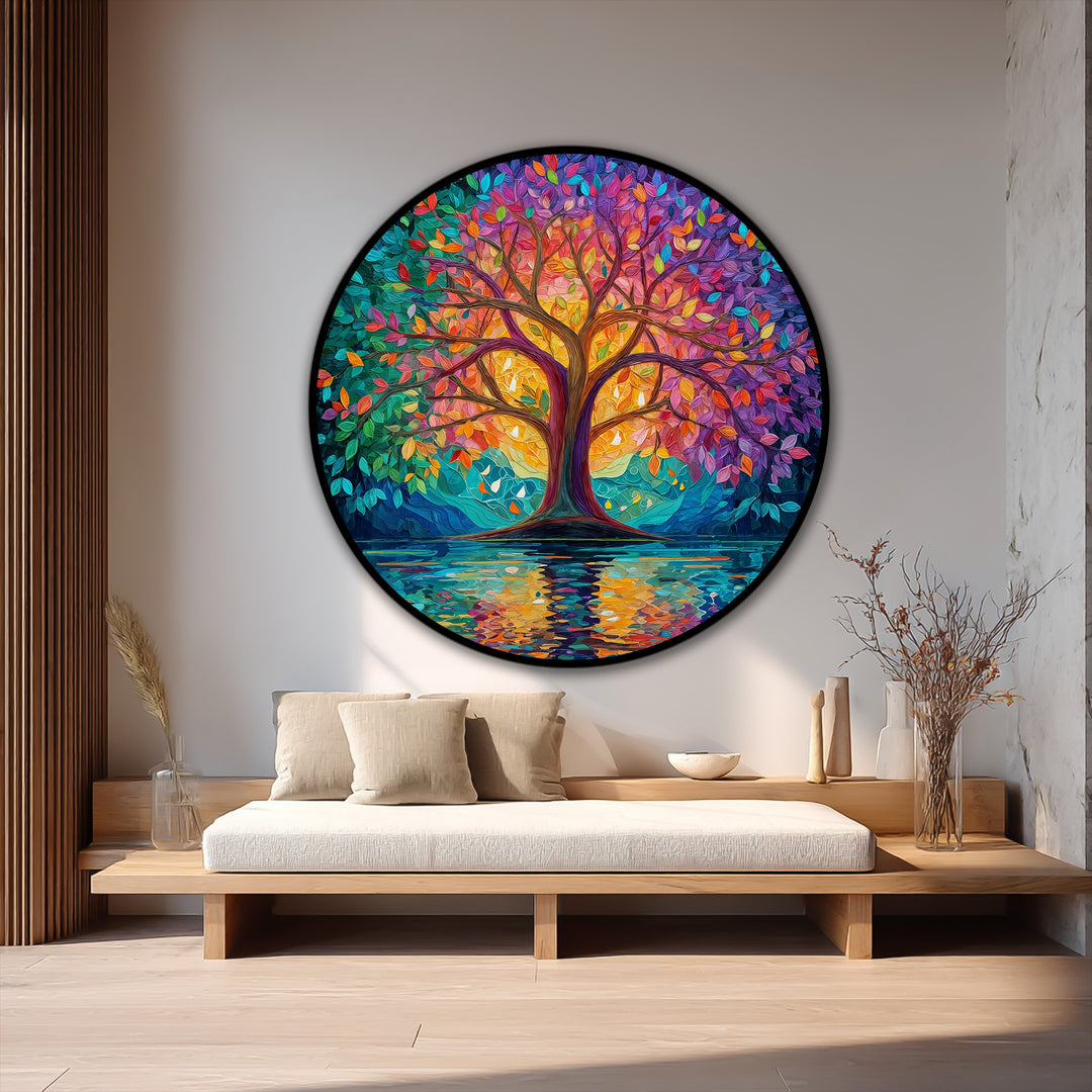 Árbol de espectro radiante: círculo abstracto colorido Cuadro al óleo