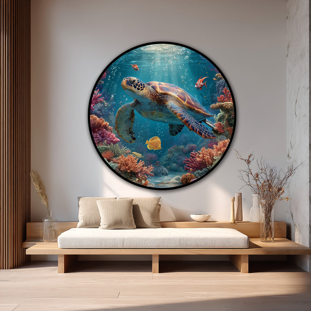 round marine life wall art