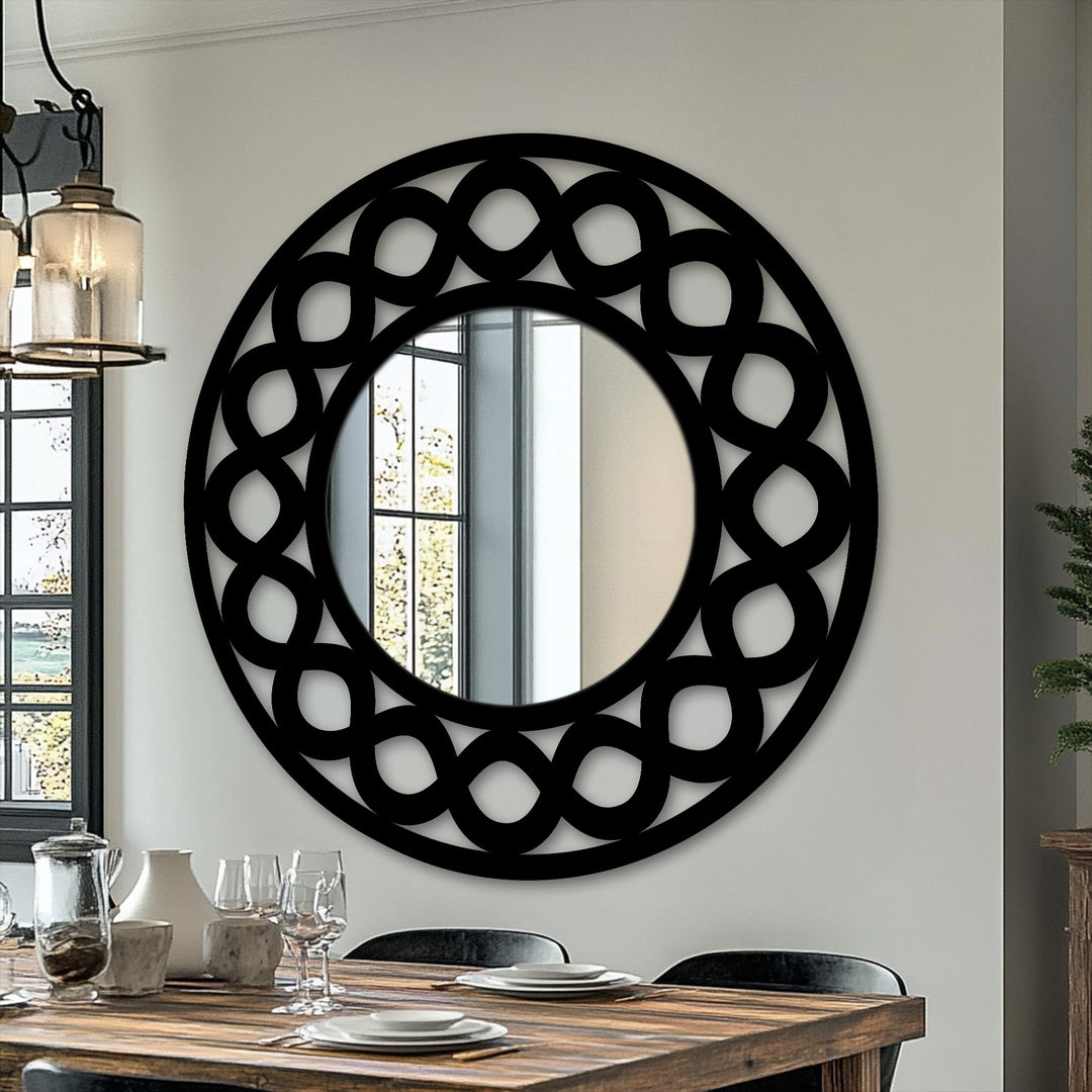 Decorative round wall mirror for entryway