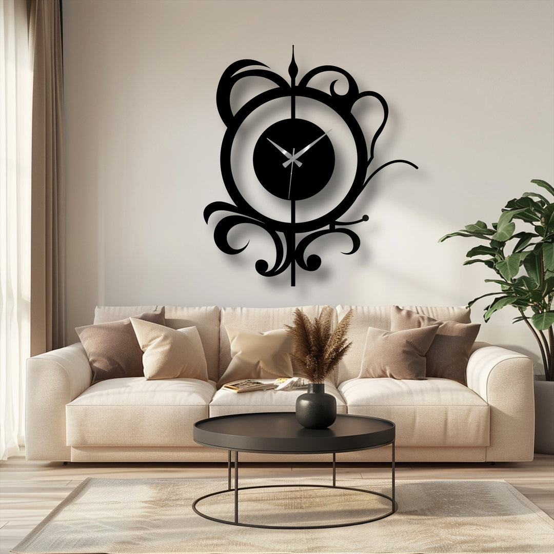 Showcasing the focal point, this elegant, decorative floral scroll modern metal wall clock is an exquisite piece of metal art for wall that brings a touch of modern design.