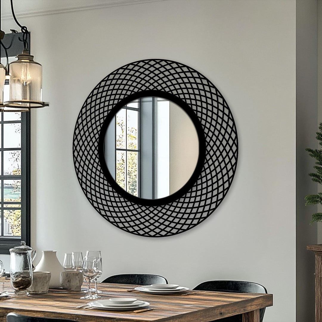 Interwoven Round Decorative Wall Mirror – Modern Geometric Mirror Wall Decor
