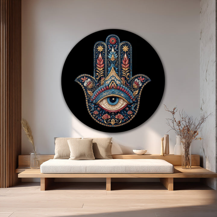 round hamsa protection art