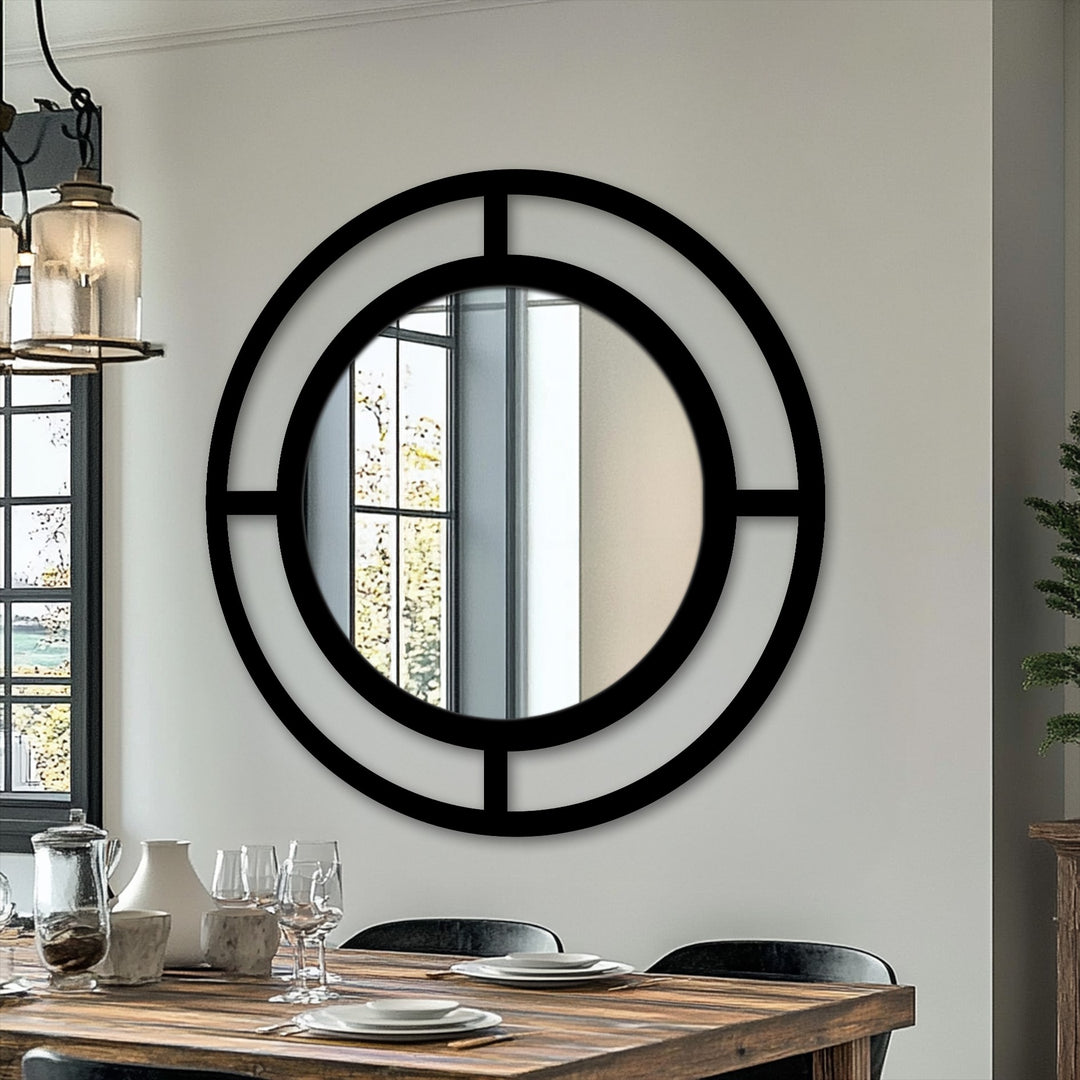 Chiave greca rotonda decorativa Specchio da Parete – Decorazione da parete con specchio classico moderno