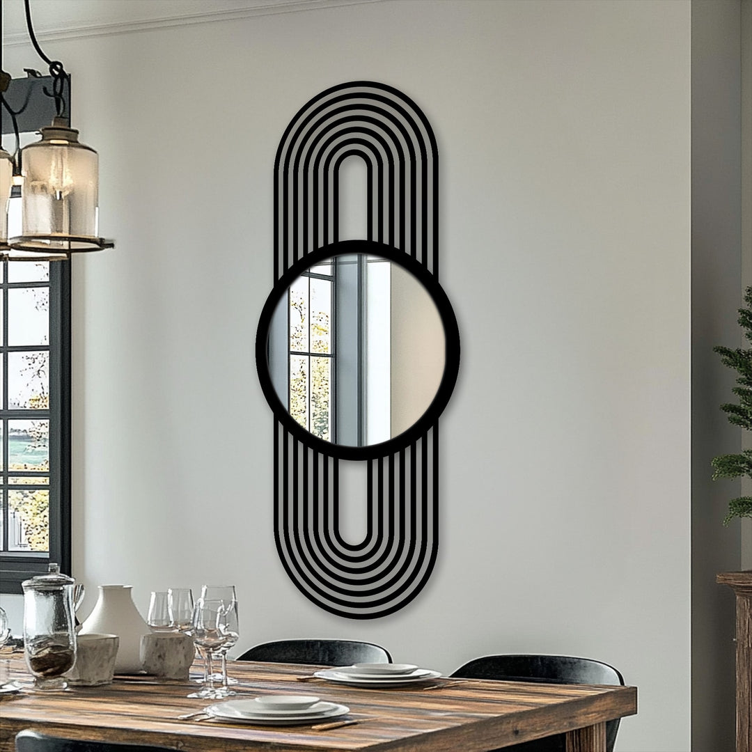 Modern Arch Line Floor Mirror Black