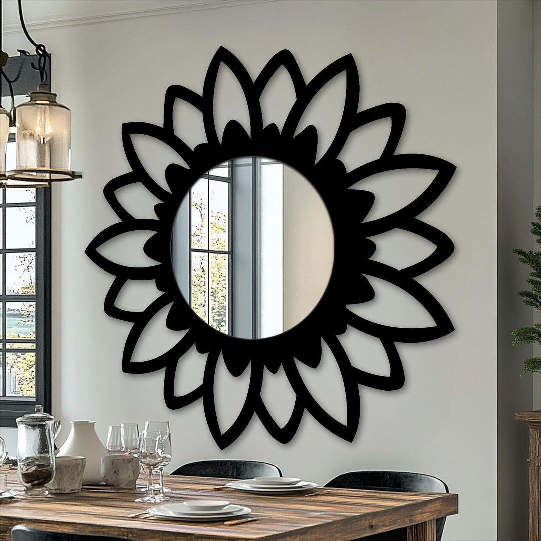 Emphasizing the sense of movement, the Bloom Silhouette floor mirror features a floral design that creates a captivating stained glass wall mirror, almost in motion.