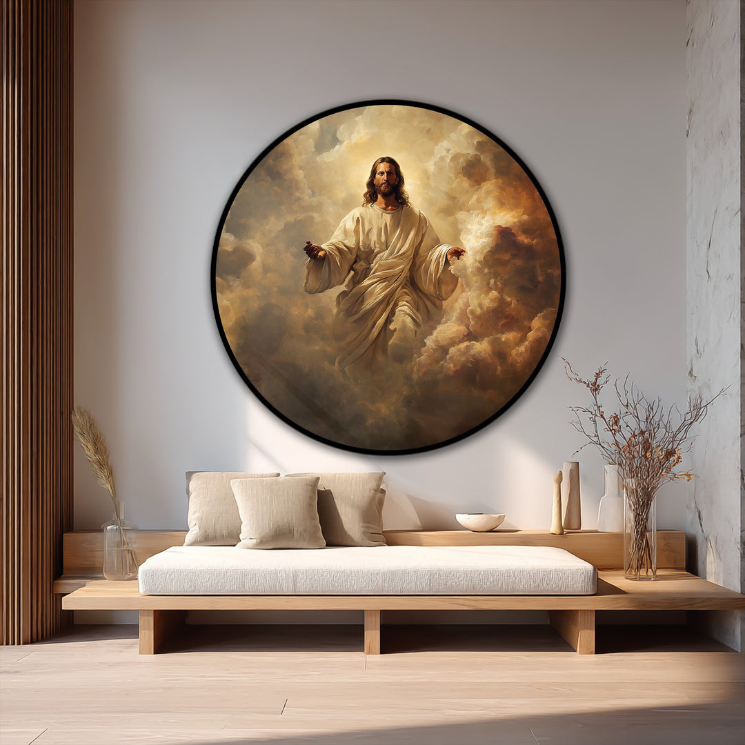 Gracia Celestial – Cristo Radiante en las Nubes Cuadro al óleo