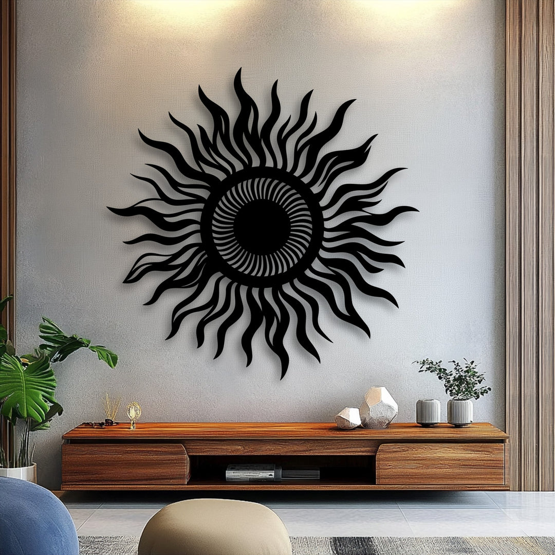 Abstract Sun Metal Wall Art – Modern Celestial Wall Decor