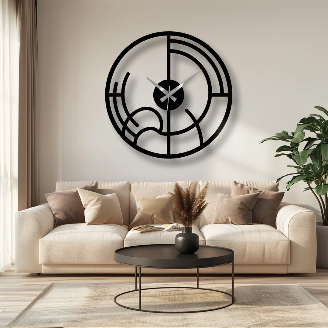 Featuring captivating organic forms in its design, this abstract geometric metal artwork clock offers a modern and minimalist aesthetic.