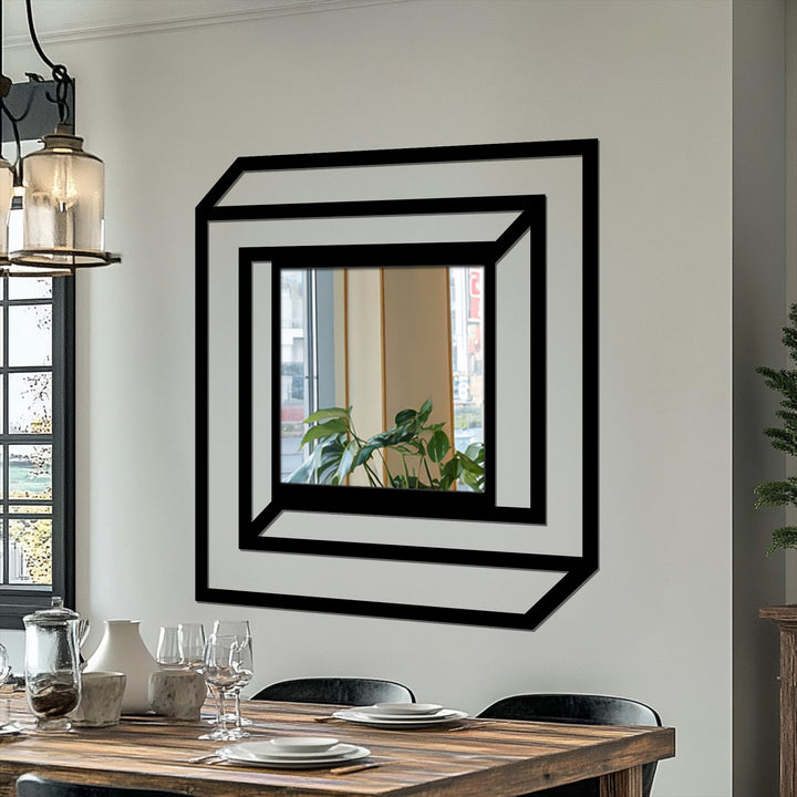 Geometric layered frame wall mirror