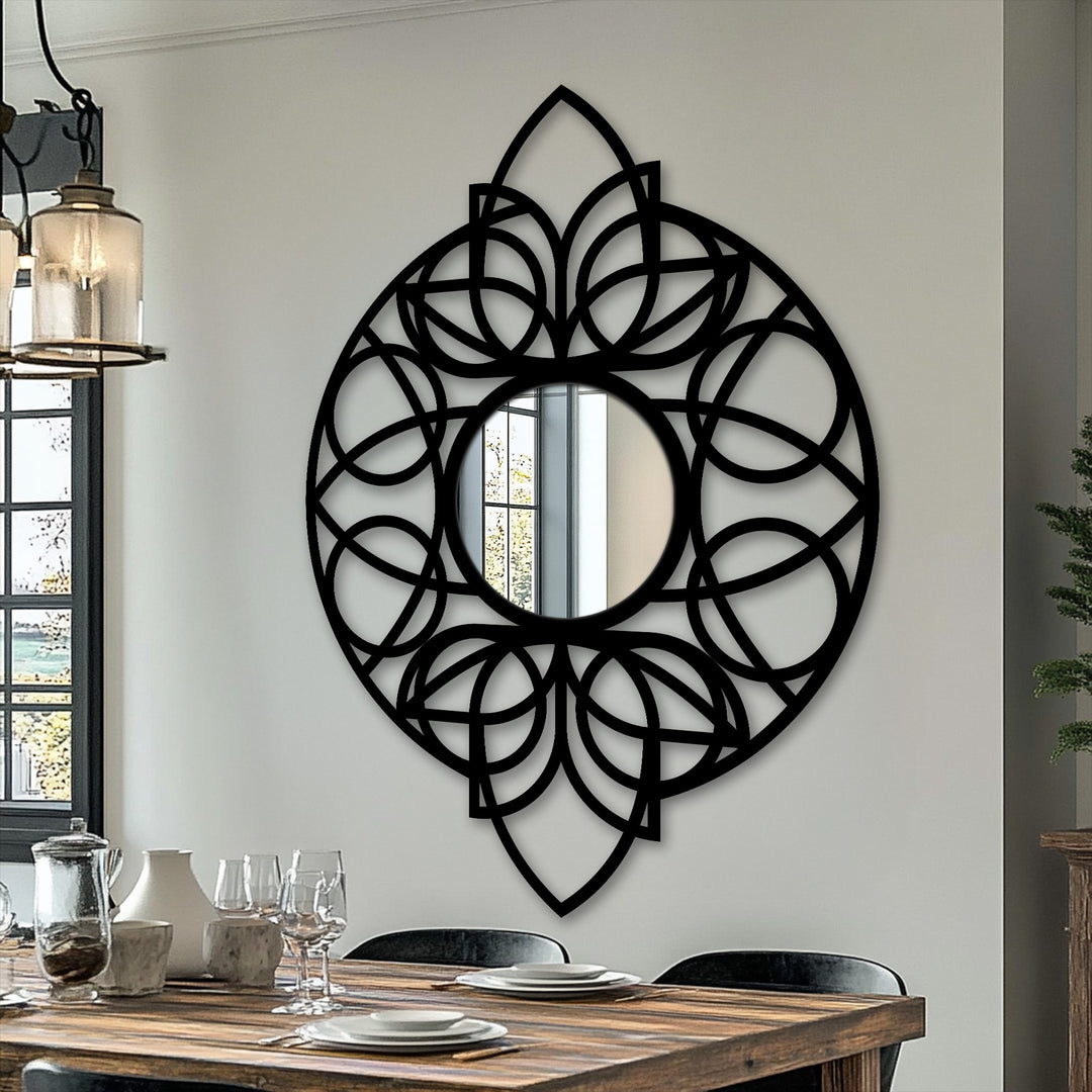 Llave griega redonda decorativa Espejo De Pared – Decoración de pared con espejo clásico moderno