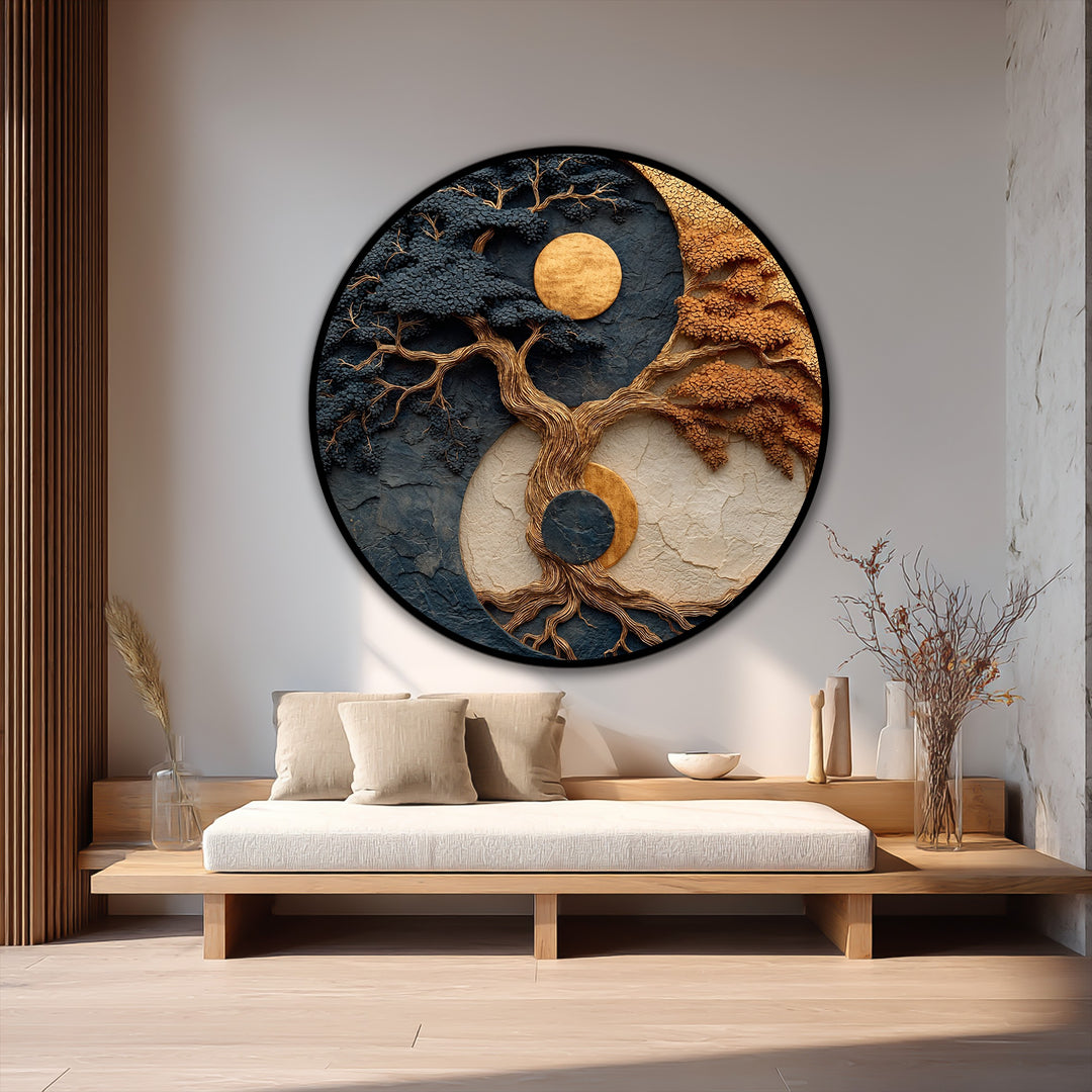 round abstract tree of life painting