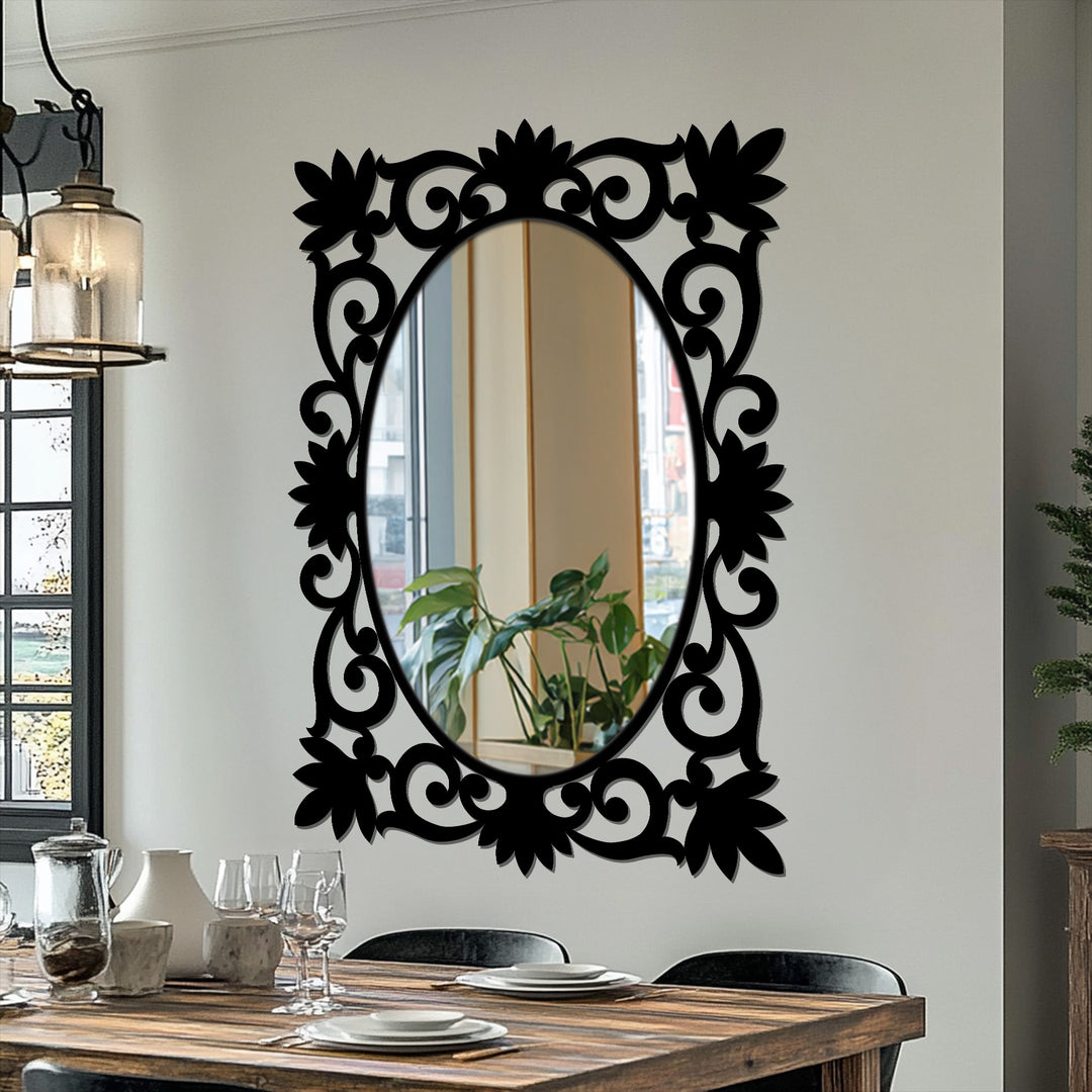 Vintage-inspired floral frame mirror
