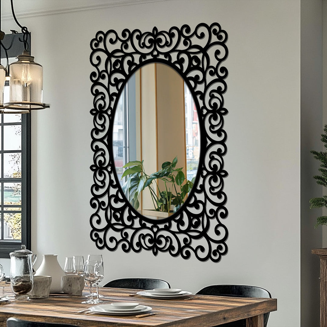 Intricate vintage style oval mirror