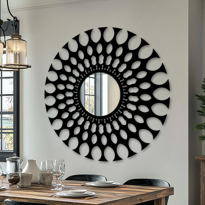 Bathroom mirror with patterned frame