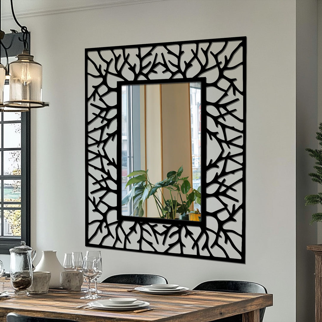 Llave griega redonda decorativa Espejo De Pared – Decoración de pared con espejo clásico moderno