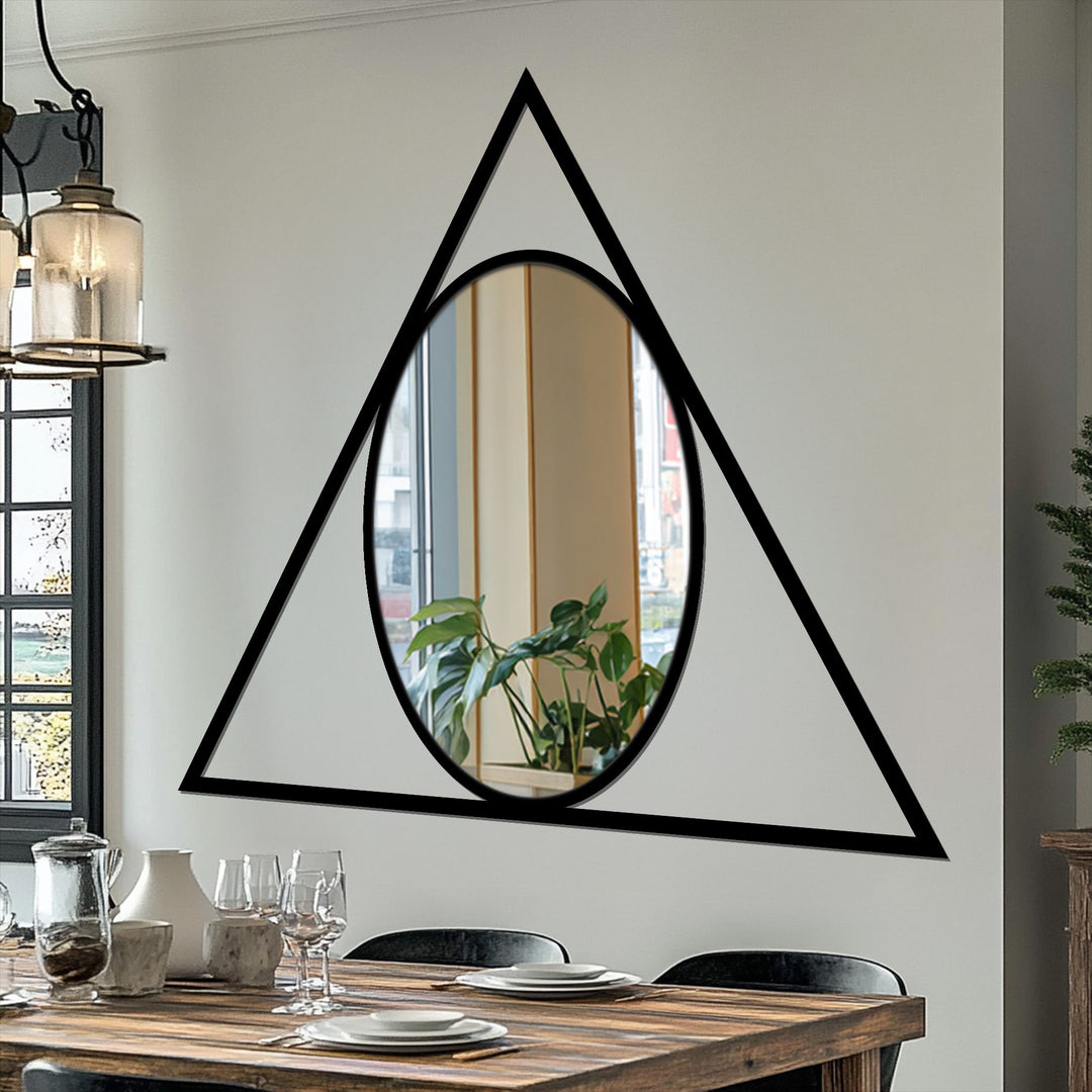 Contemporary triangle-shaped frame mirror
