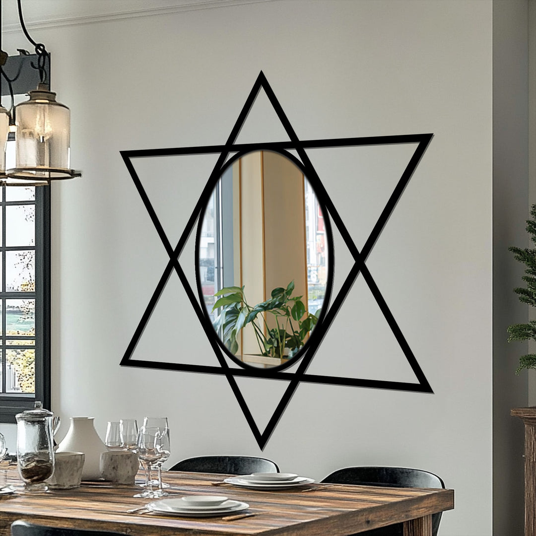 Oval mirror framed with star silhouette