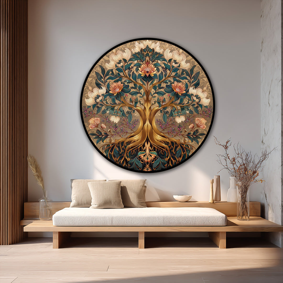Ornate Bloom – Decorative Floral Tree Oil Painting