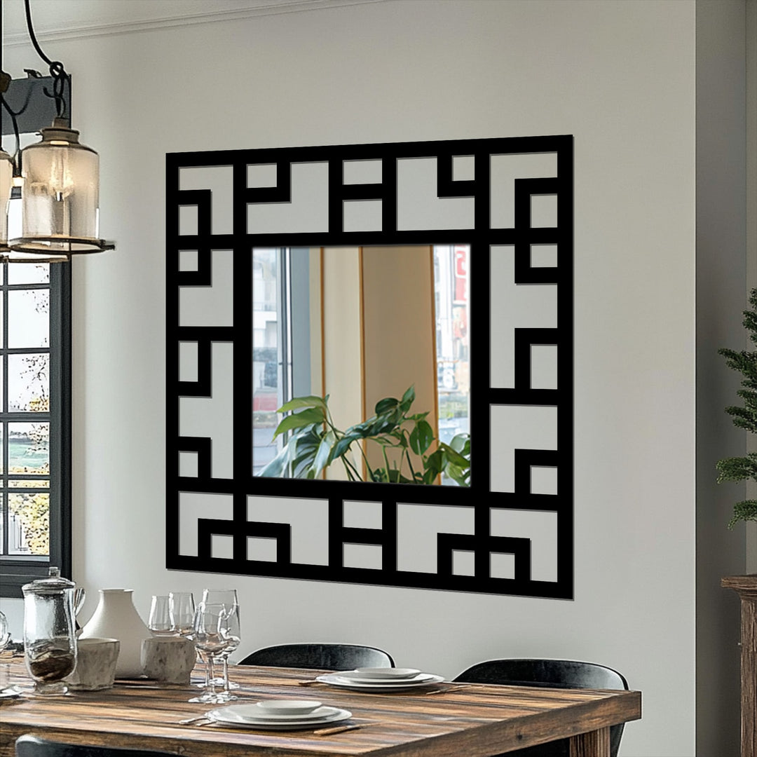 Meander pattern framed mirror