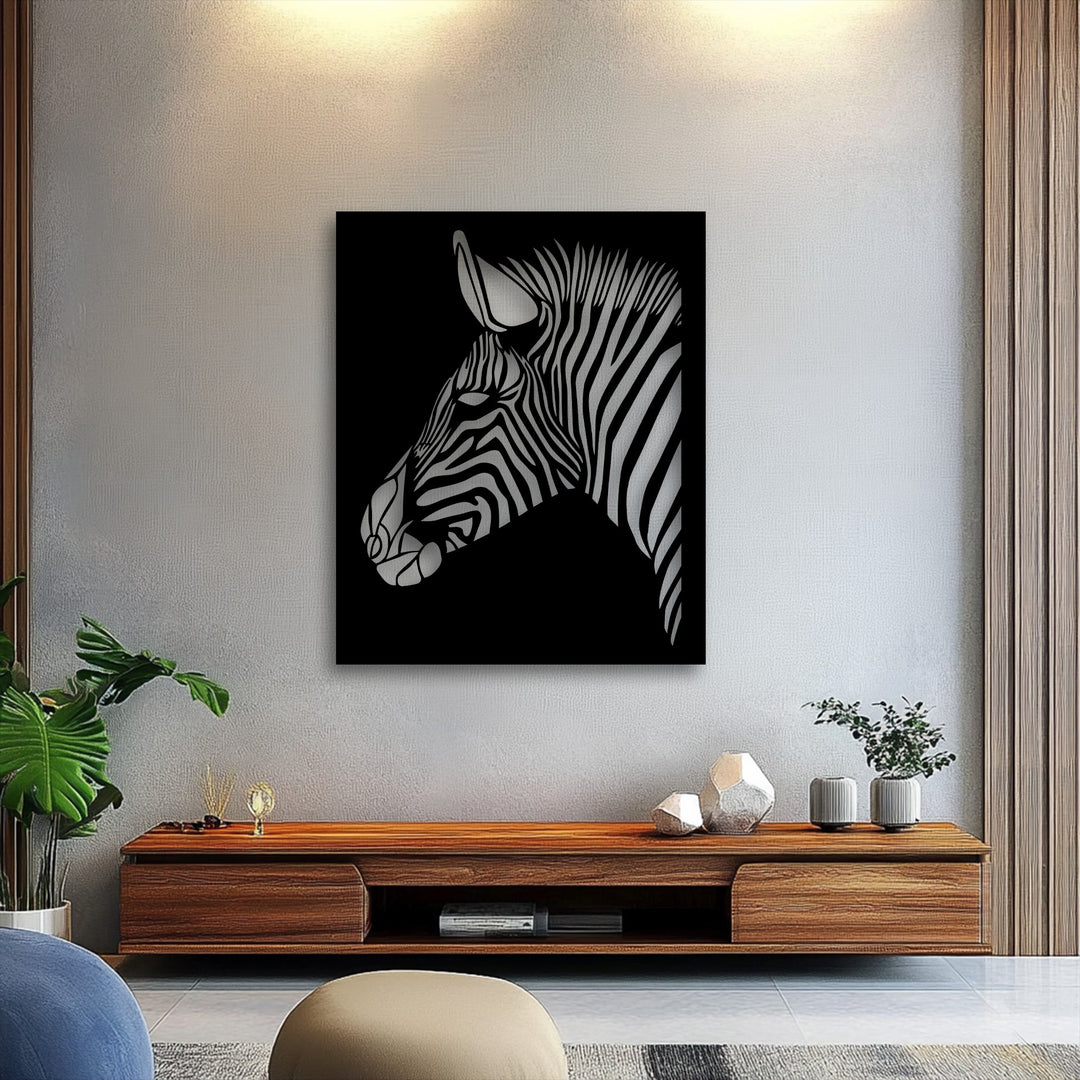 The dynamic, flowing lines of this unique metal wall art zebra head create a captivating sense of fluid movement.