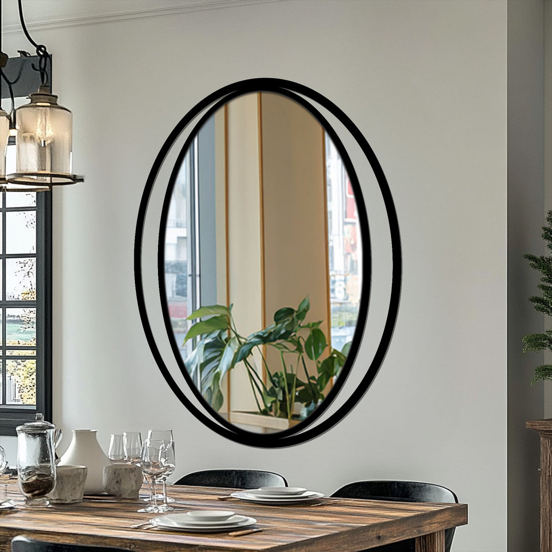 Minimalist layered oval mirror