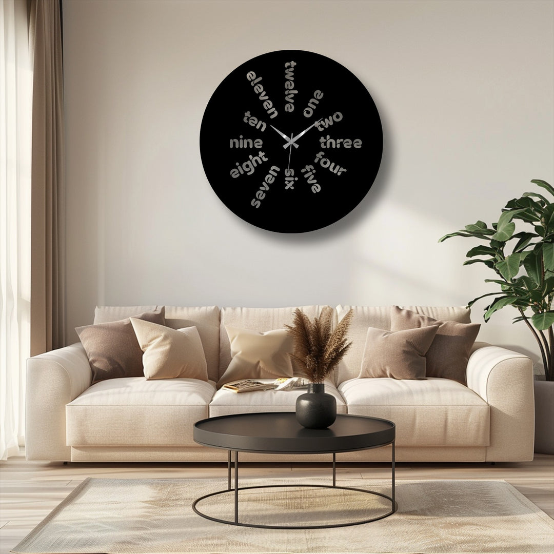 Radiating from the center, the swirling typography on this Word Time metal wall clock gives a kinetic sense of decoration wall art, as if time itself is in motion.