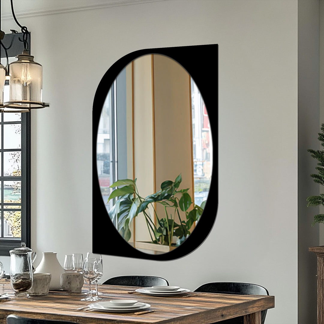 Asymmetry Edge Oval Wall Mirror – Modern Curved Frame Design
