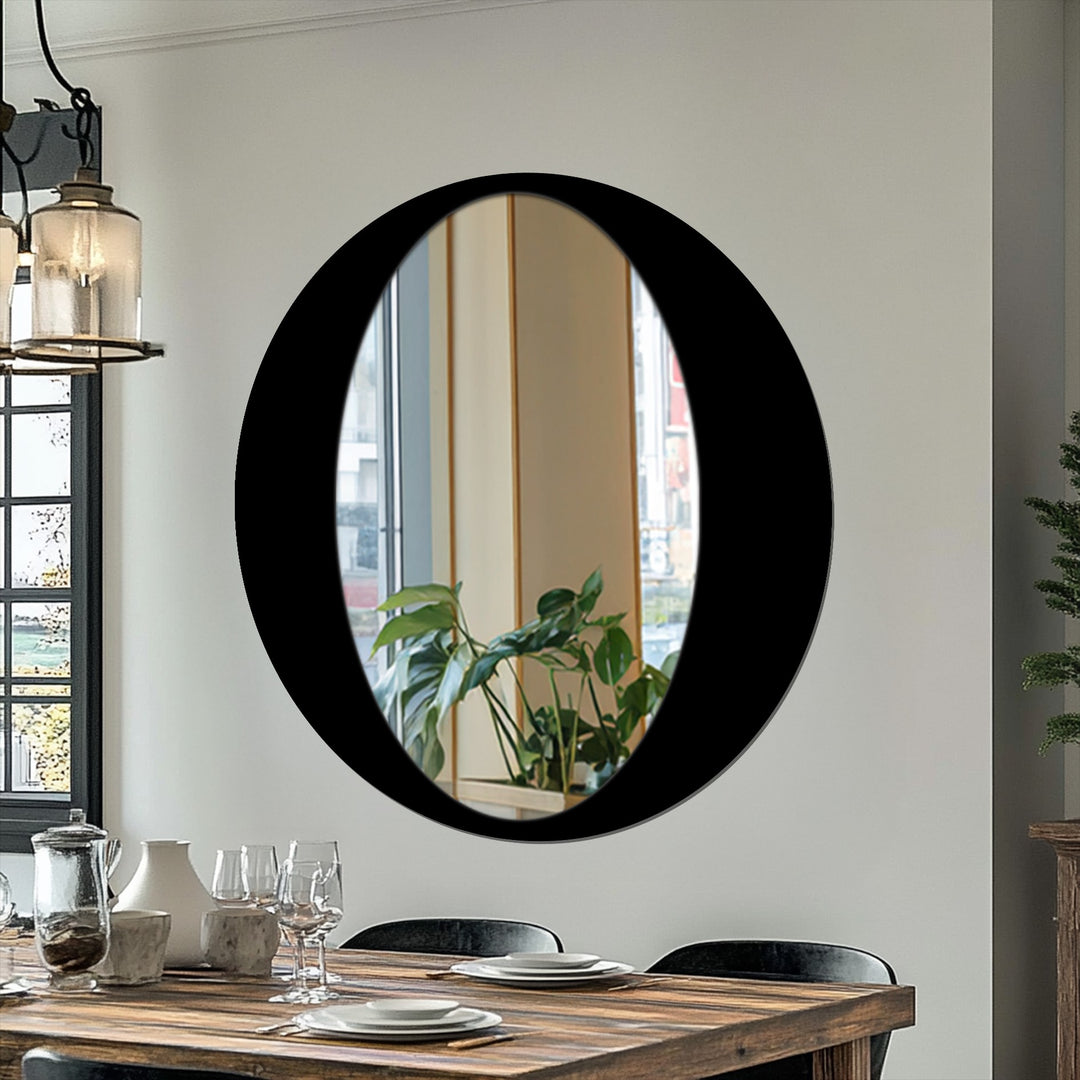 Contemporary half-frame circle mirror