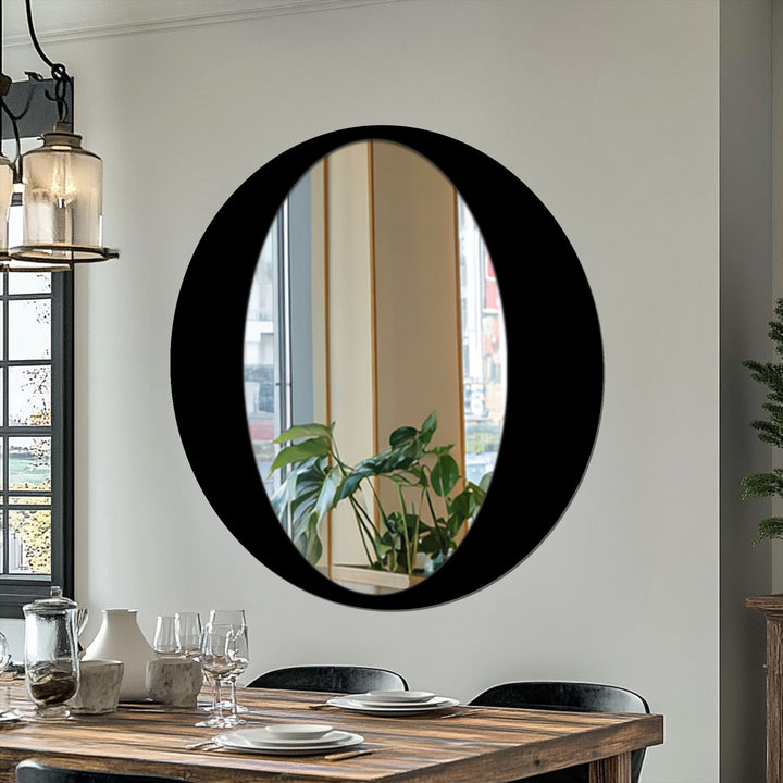 Contemporary half-frame circle mirror