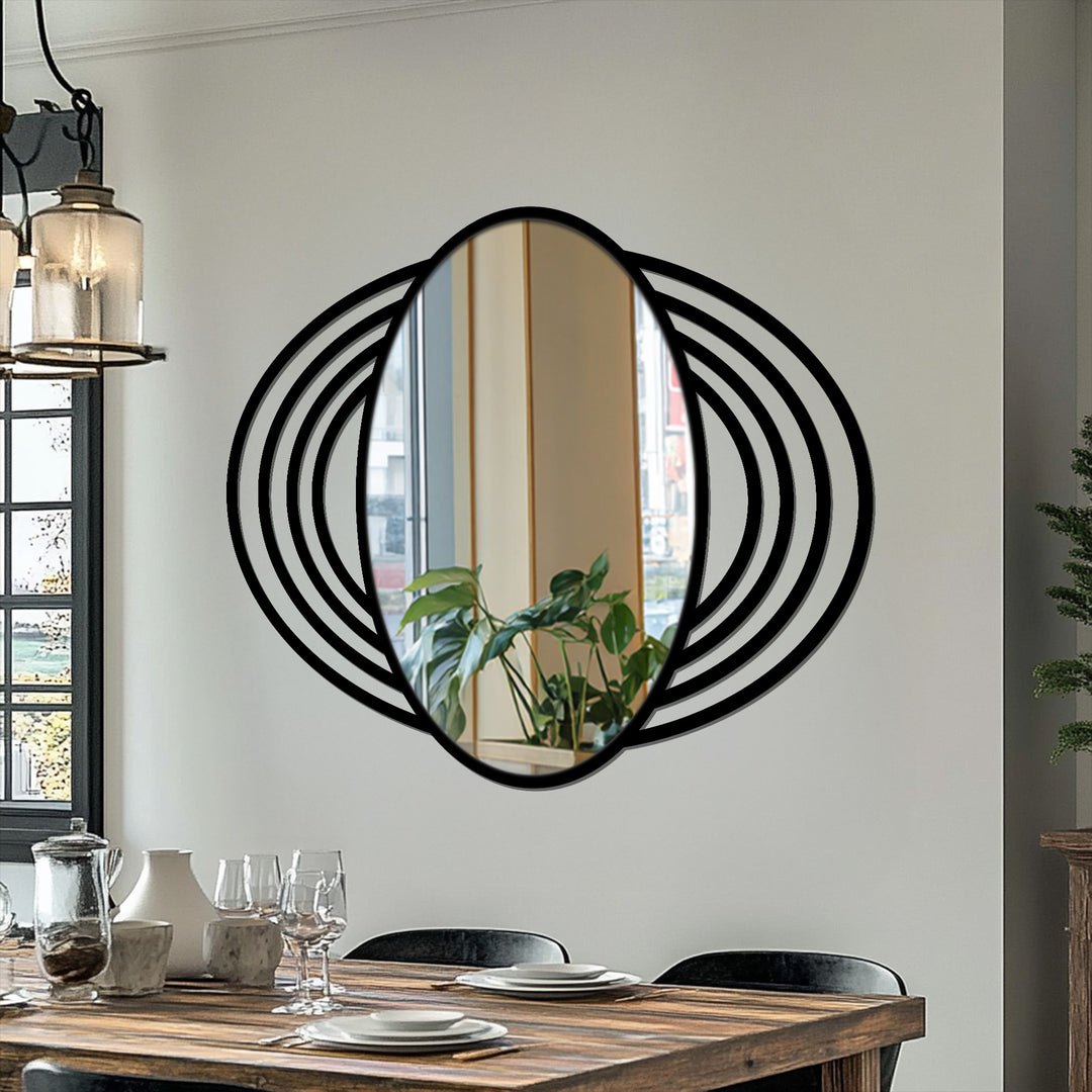 Modern sculptural metal oval wall decor