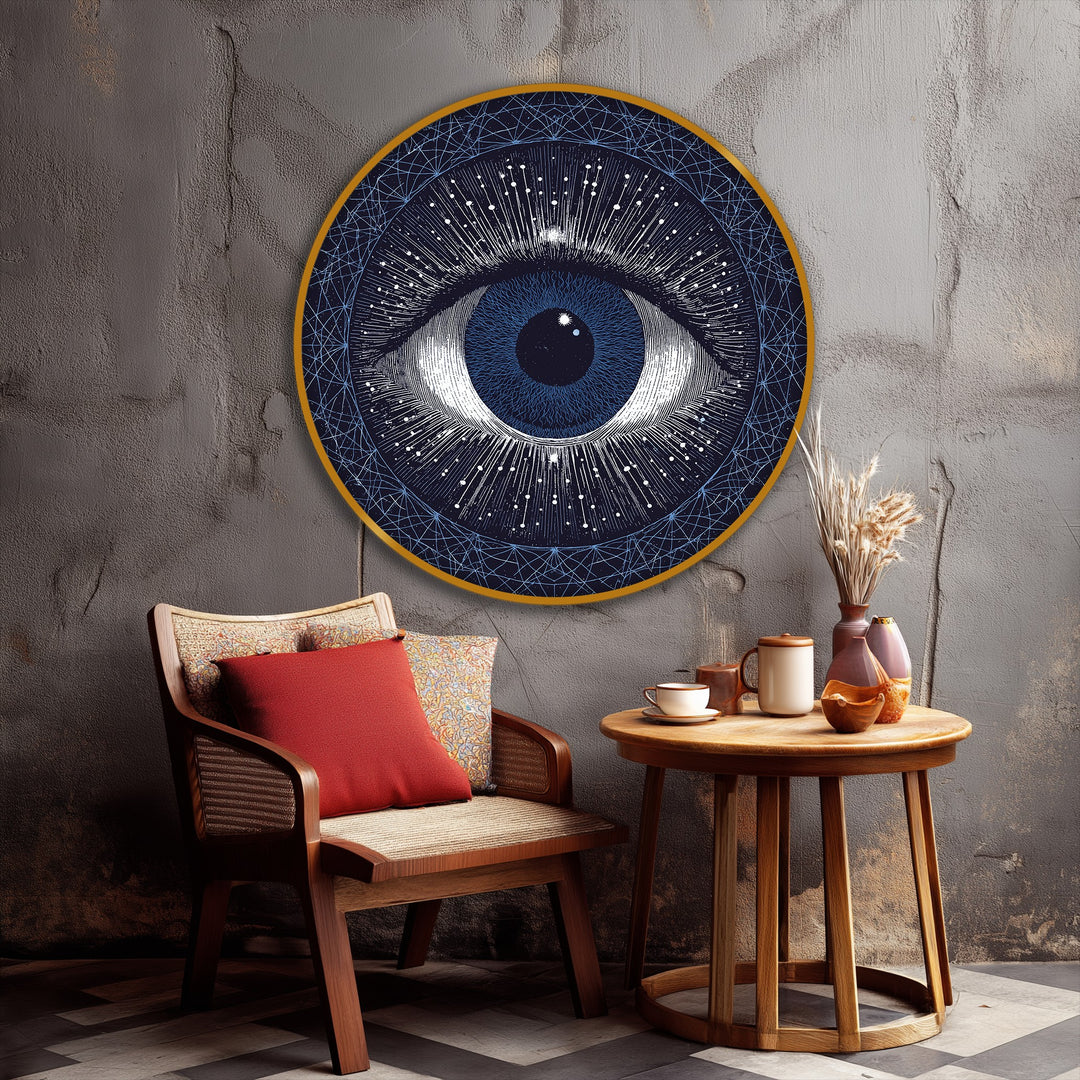 Lienzo redondo con estampado de Visión Cósmica – Arte abstracto celestial para pared