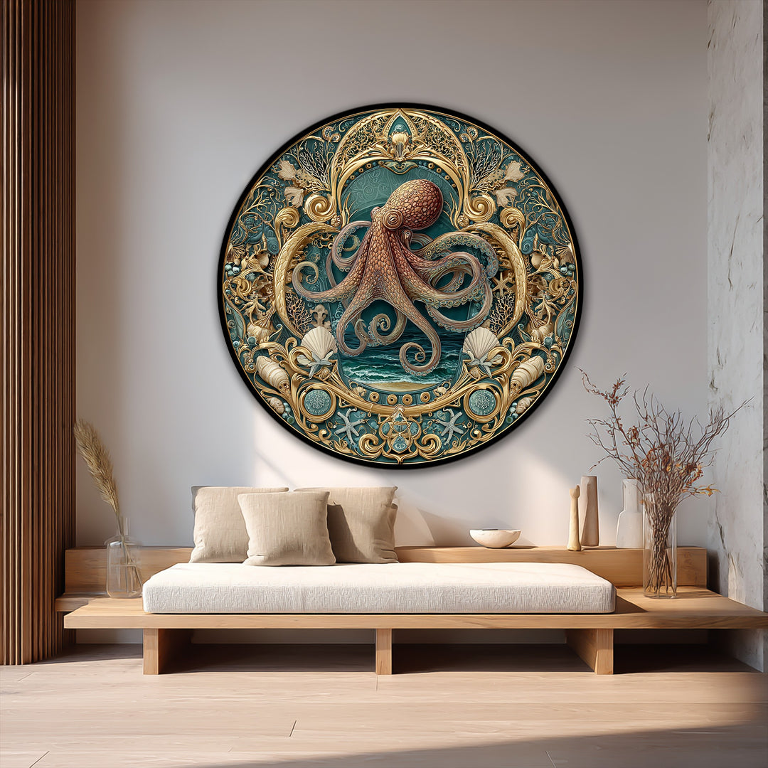 Pulpo oceánico ornamentado – Ronda costera barroca Cuadro al óleo