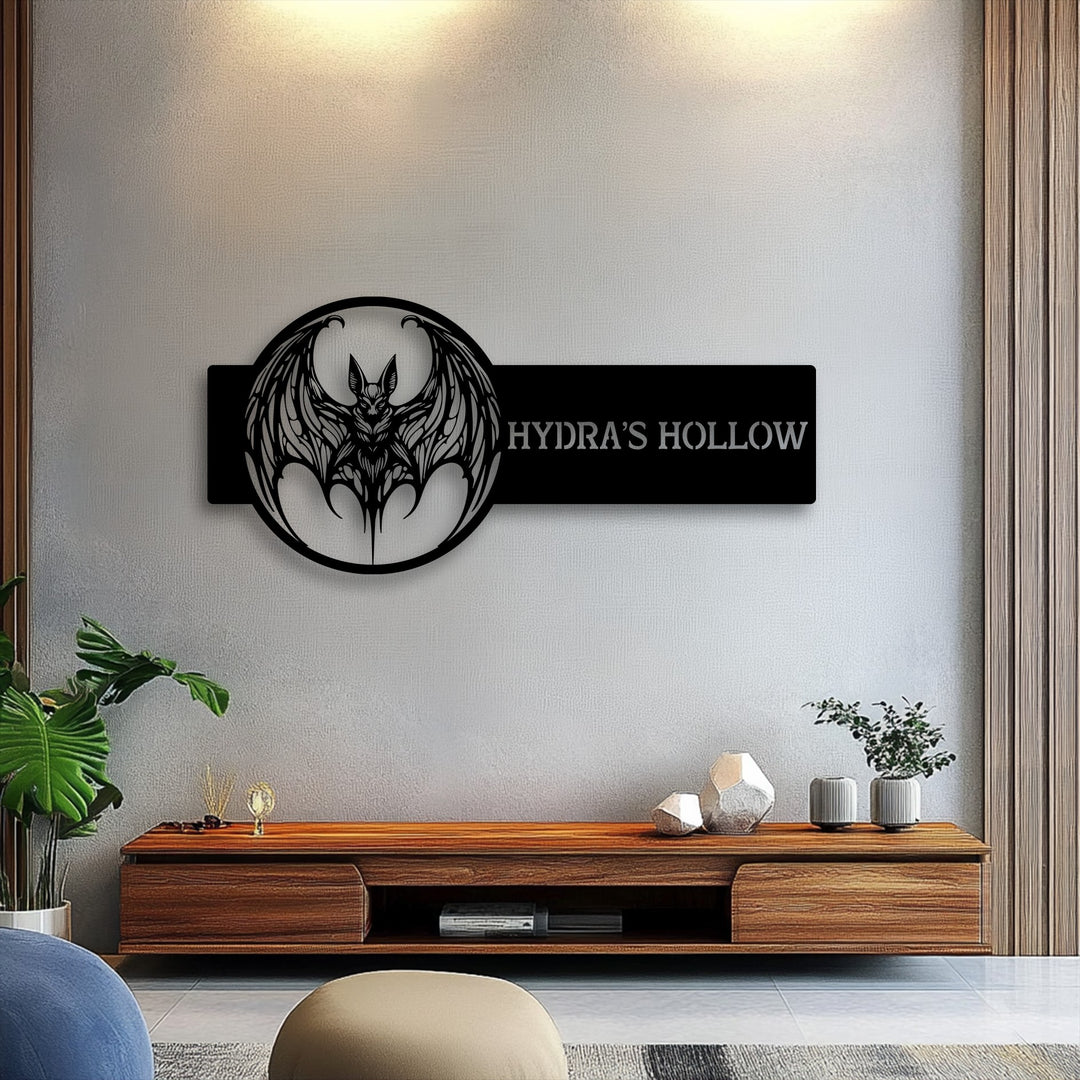 Personalized Bat Metal Wall Art – Custom Gothic Name Sign